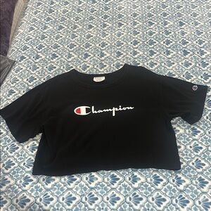 Champion Black Logo Crop Top